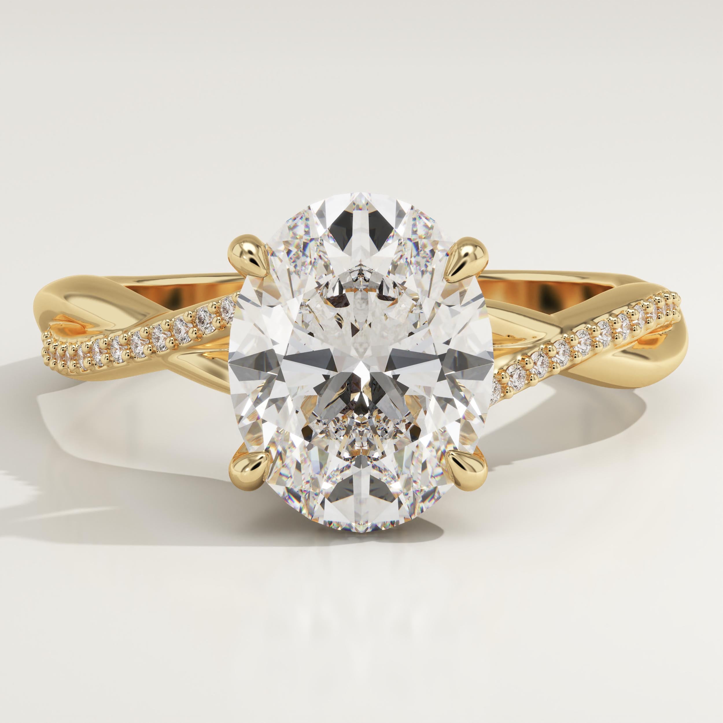 2.0 CT Oval Cut Twisted Shank Lab-Grown Diamond Engagement Ring