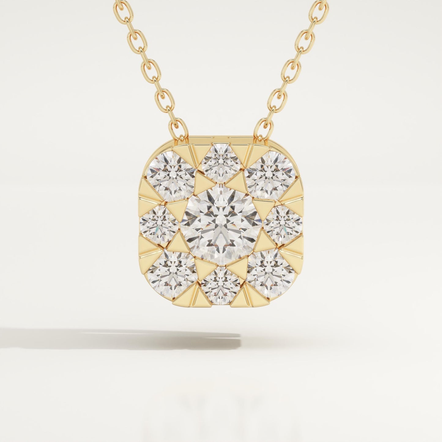 1.16 TCW Round Lab-Grown Diamond Cushion Charm Necklace