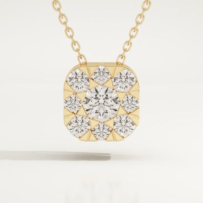 1.16 TCW Round Lab-Grown Diamond Cushion Charm Necklace