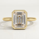 2.0 CT Emerald Cut Bezel Lab-Grown Diamond Engagement Ring