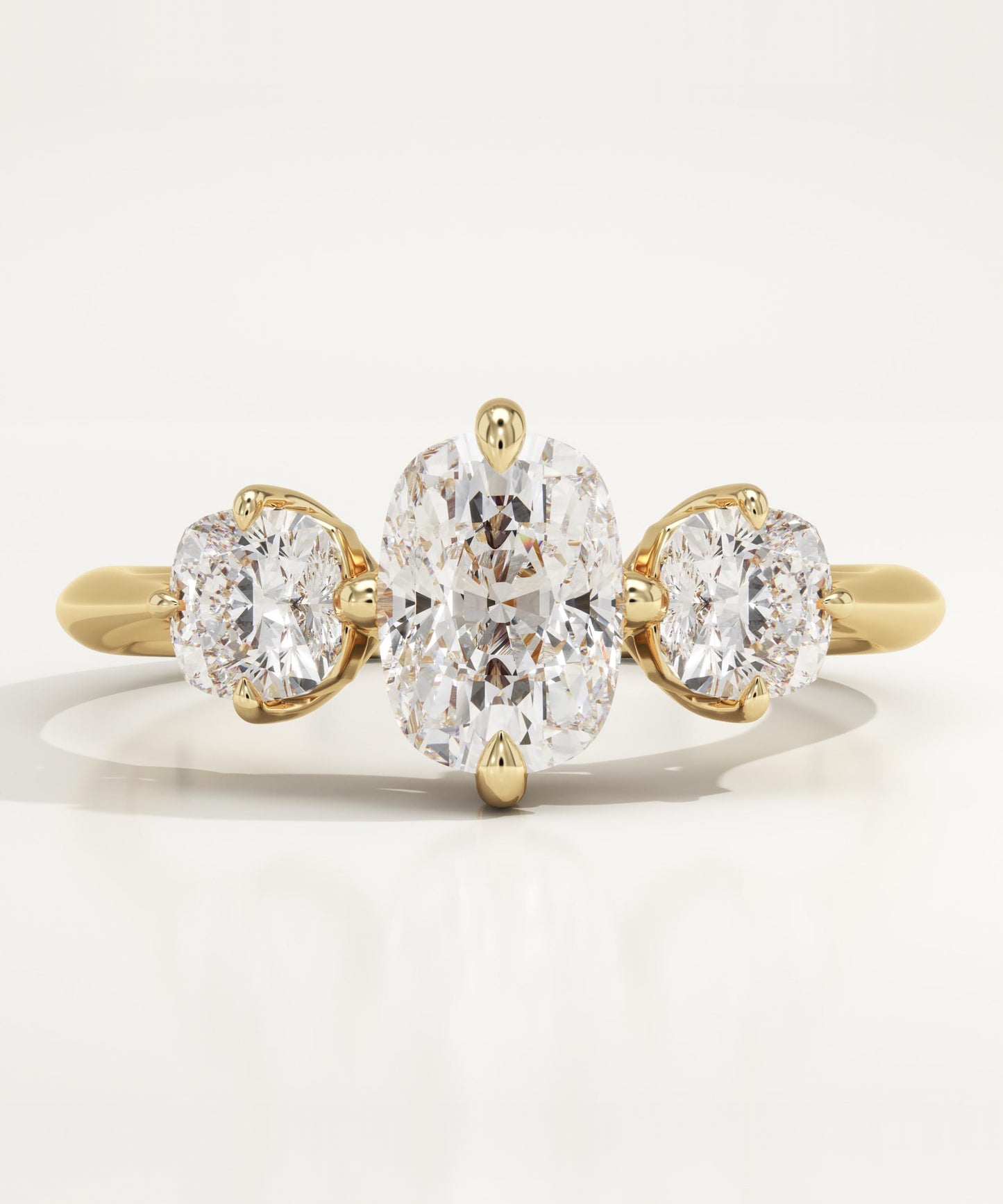 1 CT Elongated Cushion Cut Three Stone Moissanite Engagement Ring