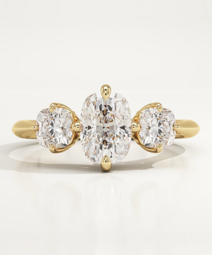 1 CT Elongated Cushion Cut Three Stone Moissanite Engagement Ring