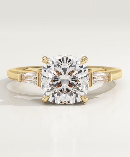 Cushion Cut Three Stone Lab-Grown Diamond Engagement Ring