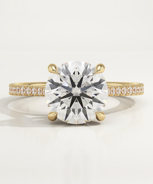 Round Cut Hidden Halo & Pave Lab-Grown Diamond Engagement Ring