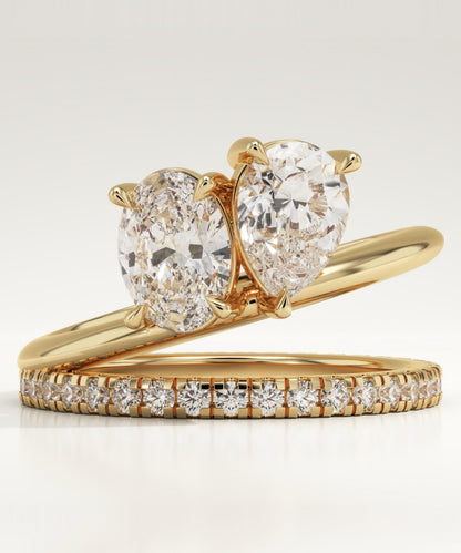 1.5 TCW Oval & Pear Cut Toi Et Moi Pave Lab-Grown Diamond Engagement Ring