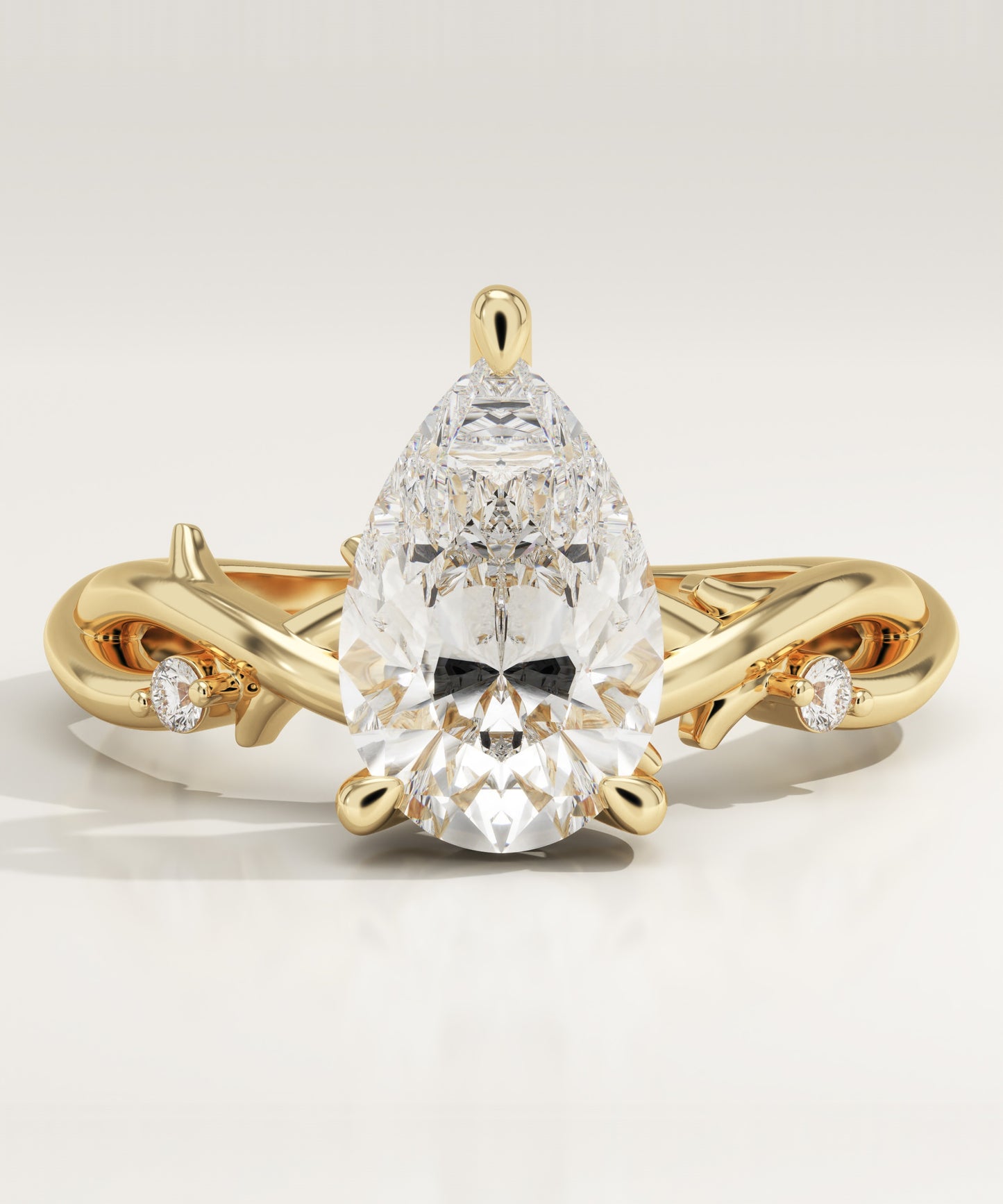 Pear Cut Twig Lab-Grown Diamond Engagement Ring