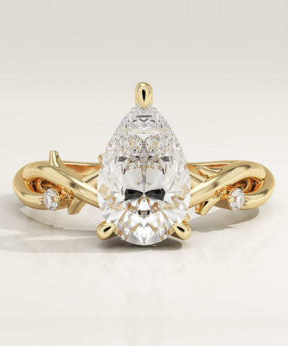 Pear Cut Twig Lab-Grown Diamond Engagement Ring