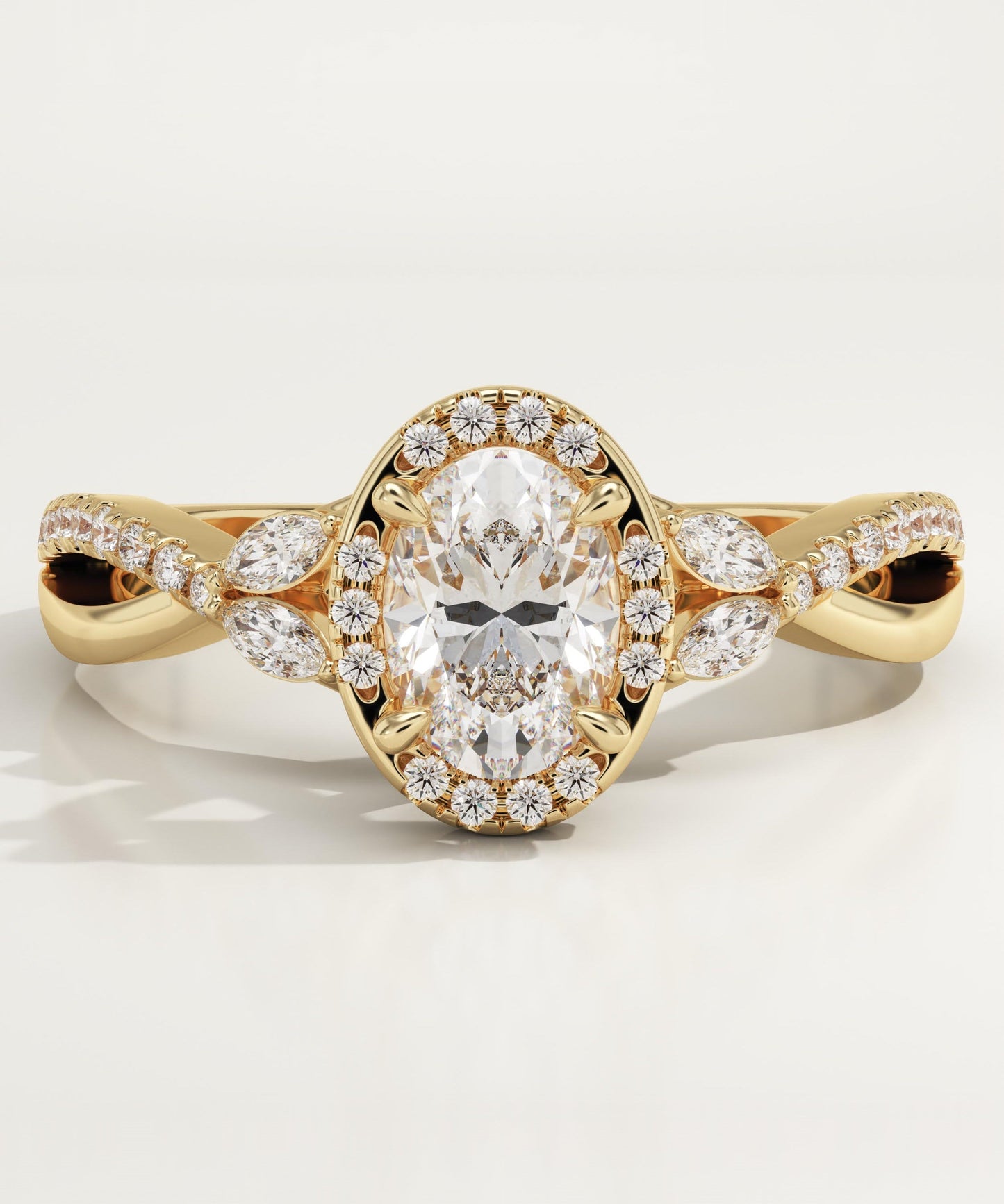 Oval Cut Cluster Lab-Grown Diamond Engagement Ring