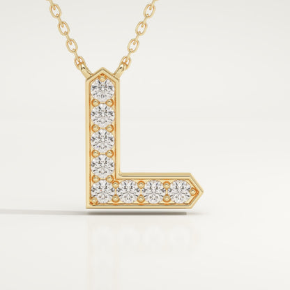 0.24 TCW Round Lab-Grown Diamond L Initial Necklace