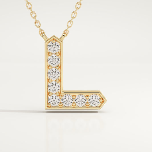 0.24 TCW Round Lab-Grown Diamond L Initial Necklace
