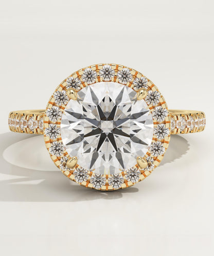 Round Cut Halo & Pave Lab-Grown Diamond Engagement Ring