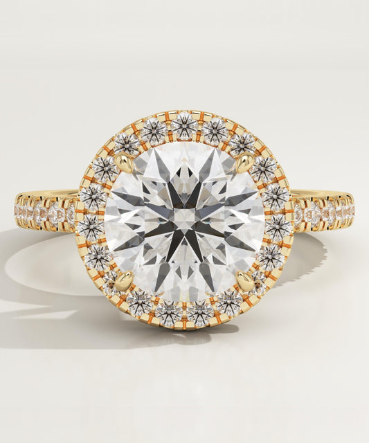 Round Cut Halo & Pave Lab-Grown Diamond Engagement Ring