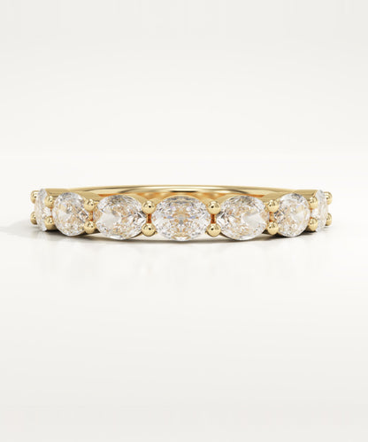 1.18 TCW Oval Lab-Grown Diamond Half Eternity Wedding Band