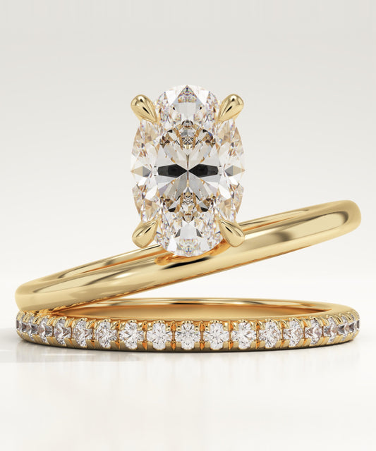 Oval Cut Double Band Pave Lab-Grown Diamond Engagement Ring
