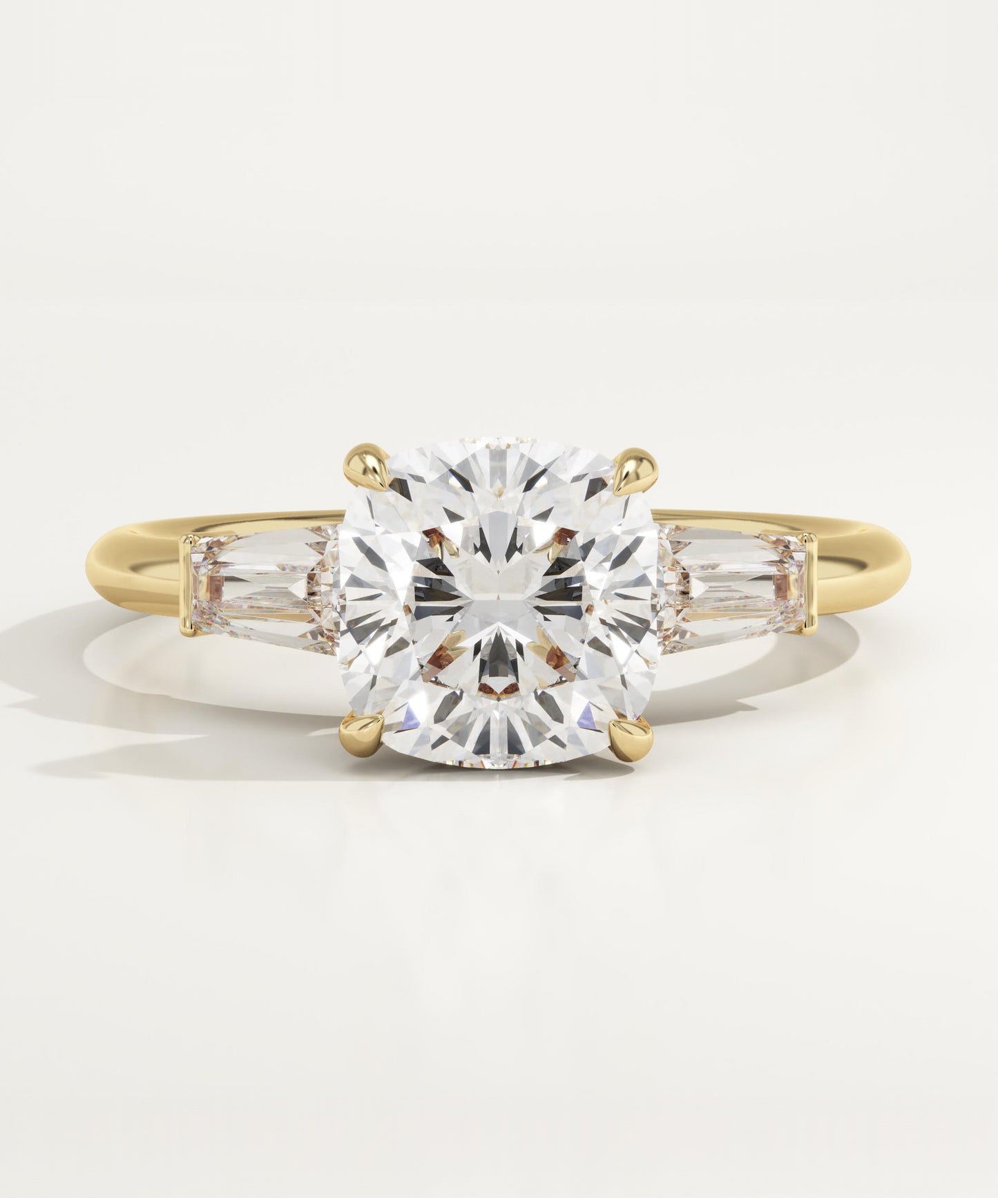 1.75 CT Cushion Cut Three Stone Moissanite Engagement Ring