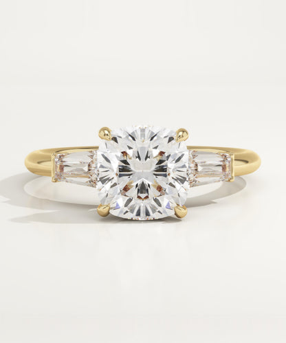 1.75 CT Cushion Cut Three Stone Moissanite Engagement Ring