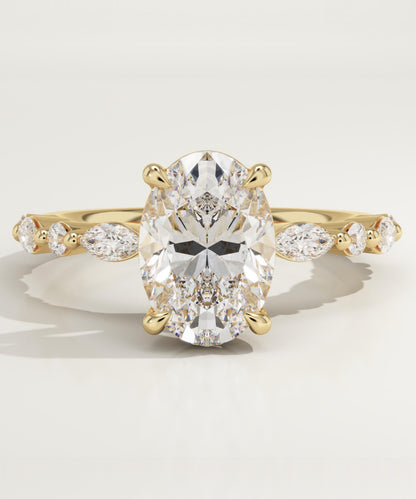 Oval Cut Pave Lab-Grown Diamond Engagement Ring