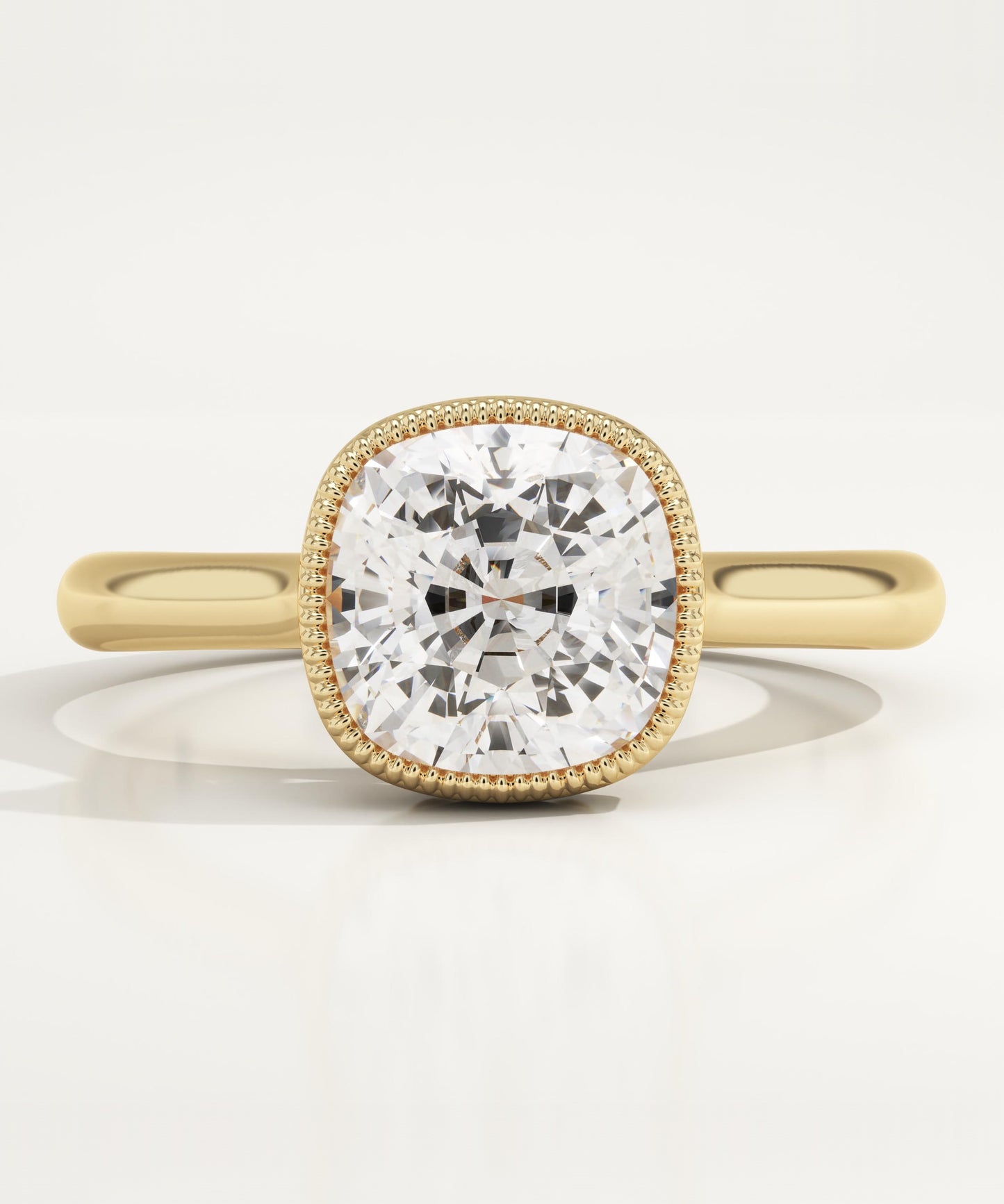1.5 CT Cushion Cut Solitaire Bezel Moissanite Engagement Ring