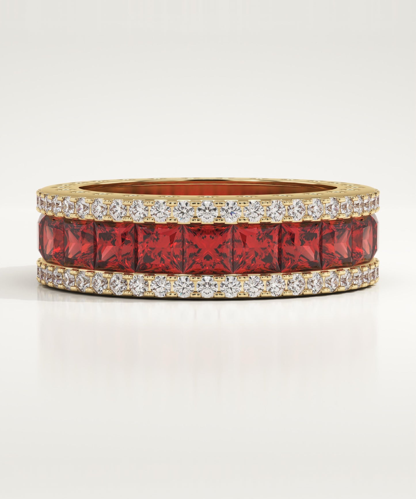4.52 TCW Princess & Round Shaped January-Garnet Birthstone Wedding Band