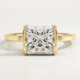 2.0 CT Princess Cut Half Bezel Lab-Grown Diamond Engagement Ring
