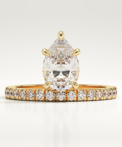 Pear Cut Pave Lab-Grown Diamond Engagement Ring
