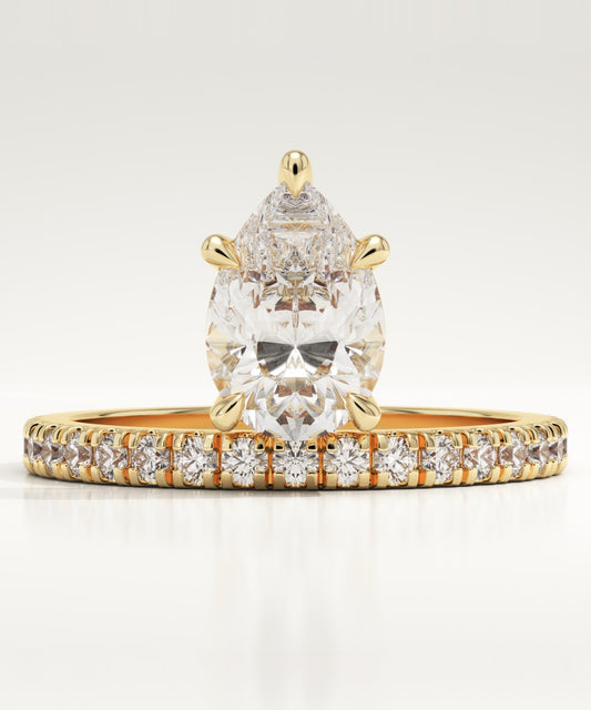 Pear Cut Pave Lab-Grown Diamond Engagement Ring