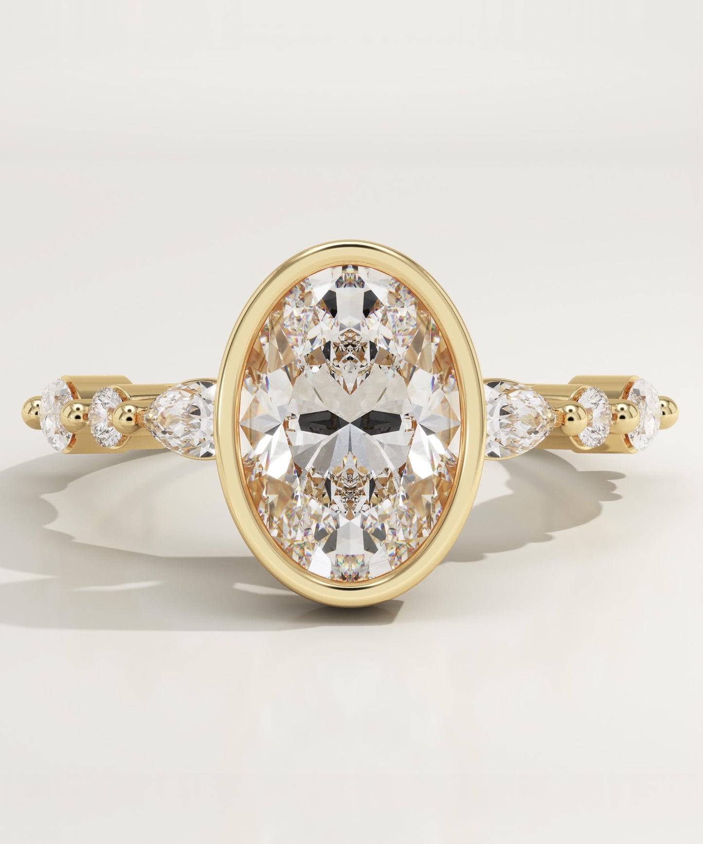 Oval Cut Bezel & Pave Lab-Grown Diamond Engagement Ring