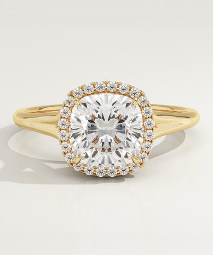 Cushion Cut Halo Split Shank Lab-Grown Diamond Engagement Ring