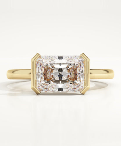2 CT Radiant Cut Half Bezel Moissanite Engagement Ring