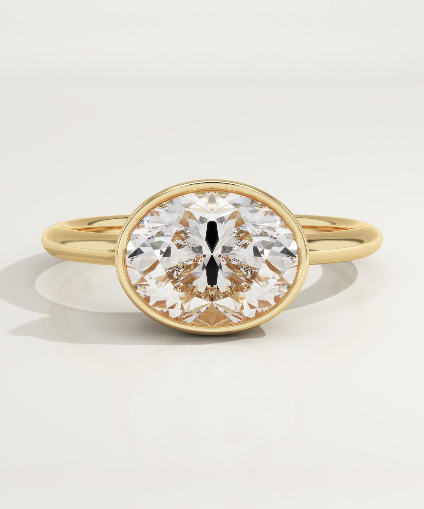 1.75 CT East West Oval Cut Solitaire Bezel Moissanite Engagement Ring