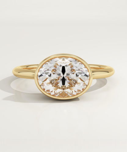 1.75 CT East West Oval Cut Solitaire Bezel Moissanite Engagement Ring