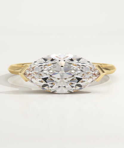 1.75 CT East West Marquise Cut Solitaire Moissanite Engagement Ring