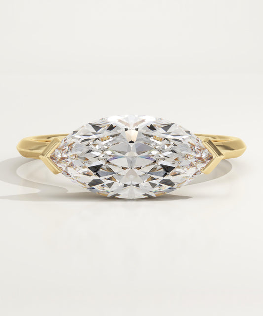 1.75 CT East West Marquise Cut Solitaire Moissanite Engagement Ring