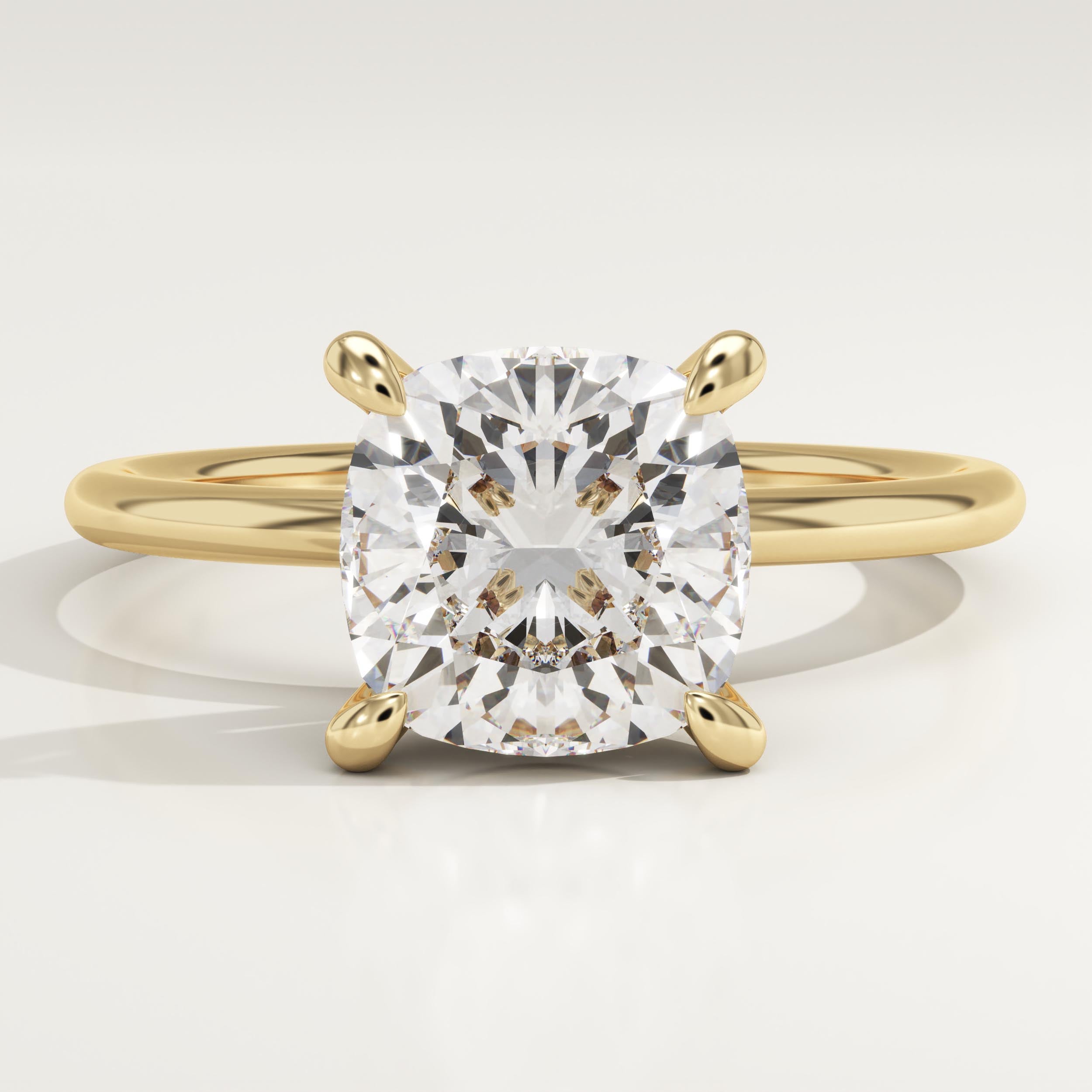 2.0 CT Cushion Cut Solitaire Lab-Grown Diamond Engagement Ring