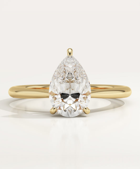 Pear Cut Solitaire Cathedral Lab-Grown Diamond Engagement Ring