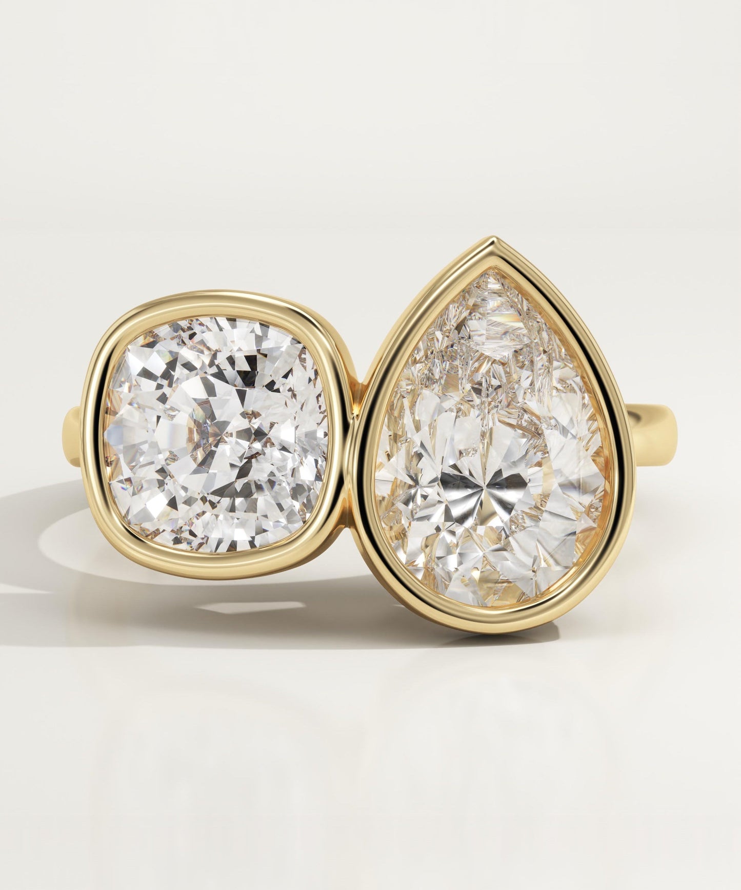 3.5 TCW Cushion & Pear Cut Toi Et Moi Lab-Grown Diamond Engagement Ring