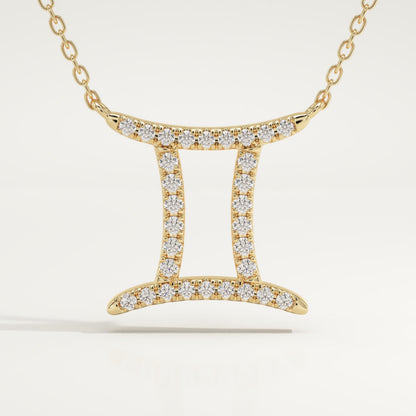 0.13 TCW Round Lab-Grown Diamond Gemini Zodiac Necklace