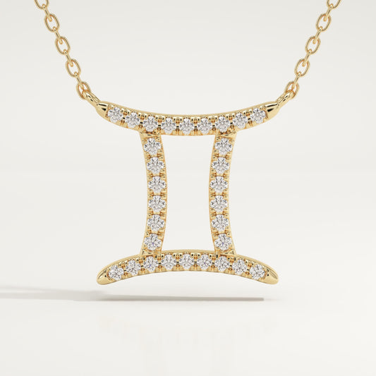 0.13 TCW Round Lab-Grown Diamond Gemini Zodiac Necklace