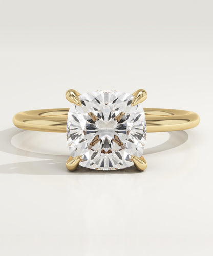 Cushion Cut Hidden Halo Lab-Grown Diamond Engagement Ring