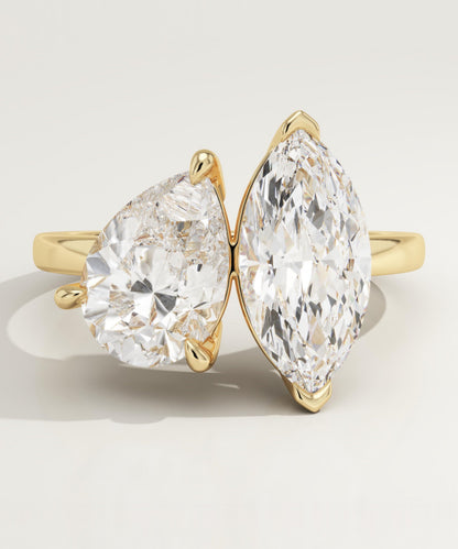 3.5 TCW Marquise & Pear Cut Toi Et Moi Lab-Grown Diamond Engagement Ring