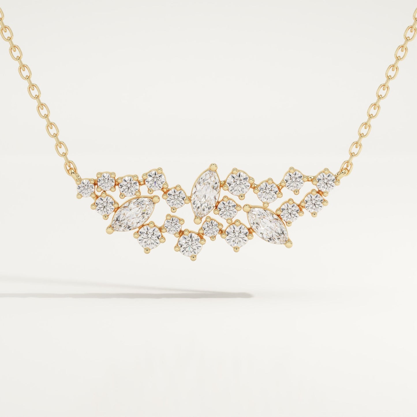0.248 TCW Round & Marquise Lab-Grown Diamond Charm Necklace