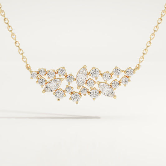 0.248 TCW Round & Marquise Lab-Grown Diamond Charm Necklace