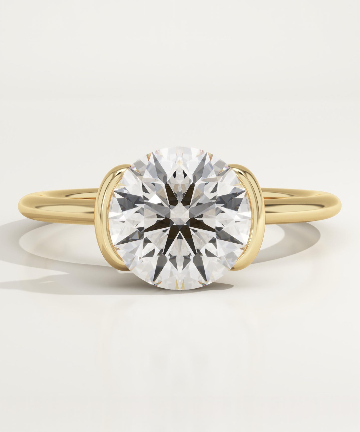Round Cut Half Bezel Lab-Grown Diamond Engagement Ring