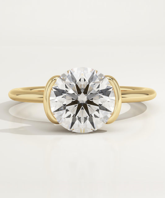 Round Cut Half Bezel Lab-Grown Diamond Engagement Ring
