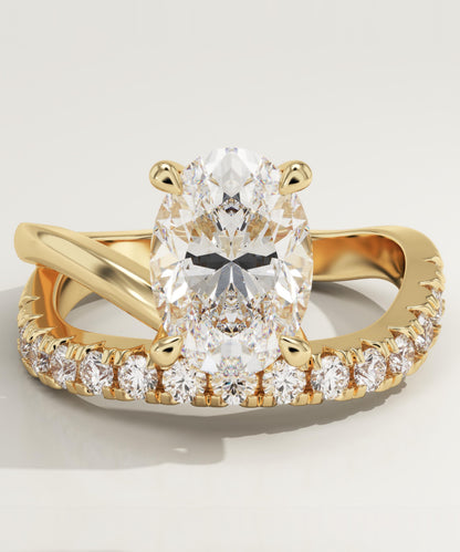 Oval Cut Pave Lab-Grown Diamond Engagement Ring