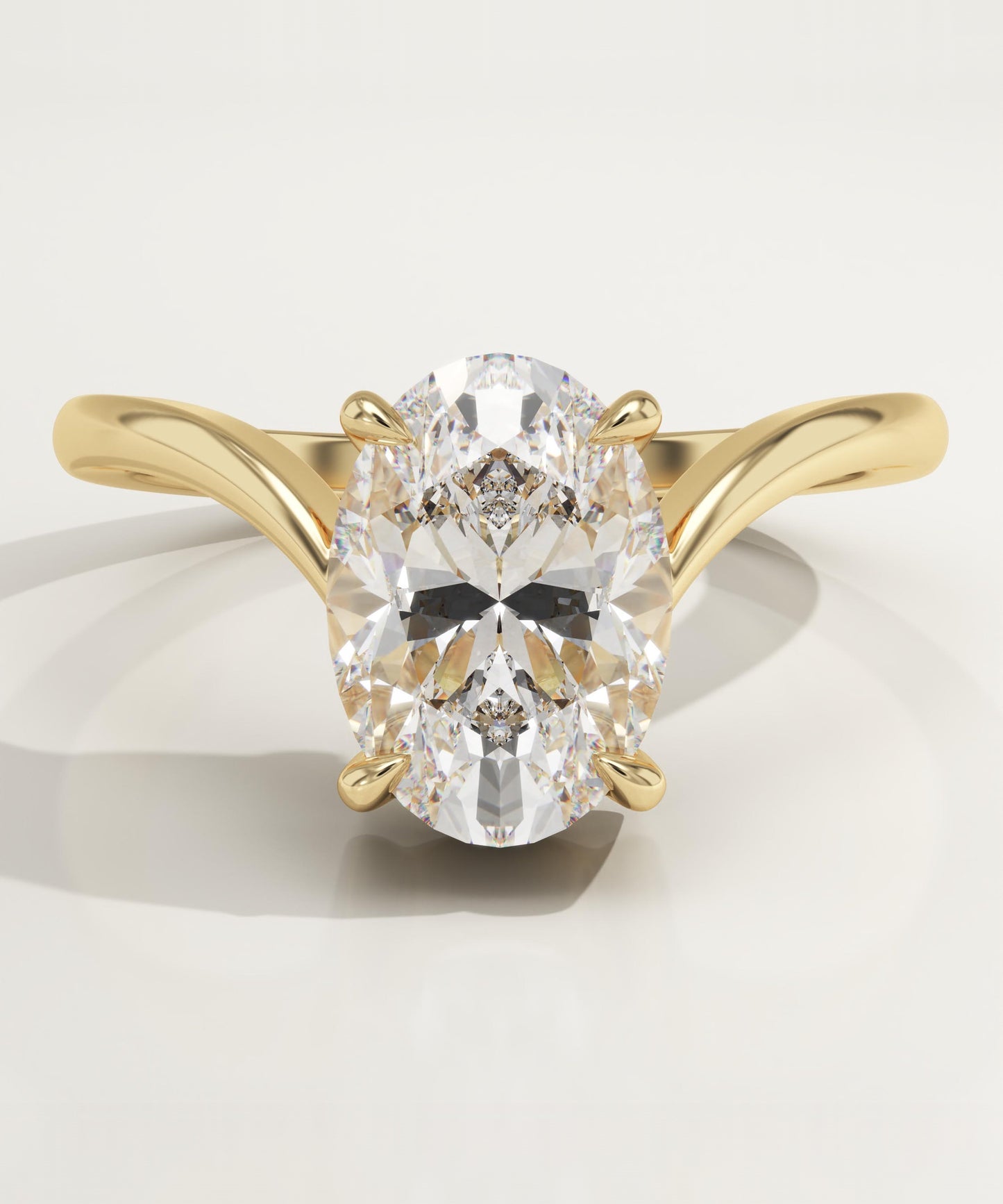 Oval Cut V Shaped Solitaire Lab-Grown Diamond Engagement Ring