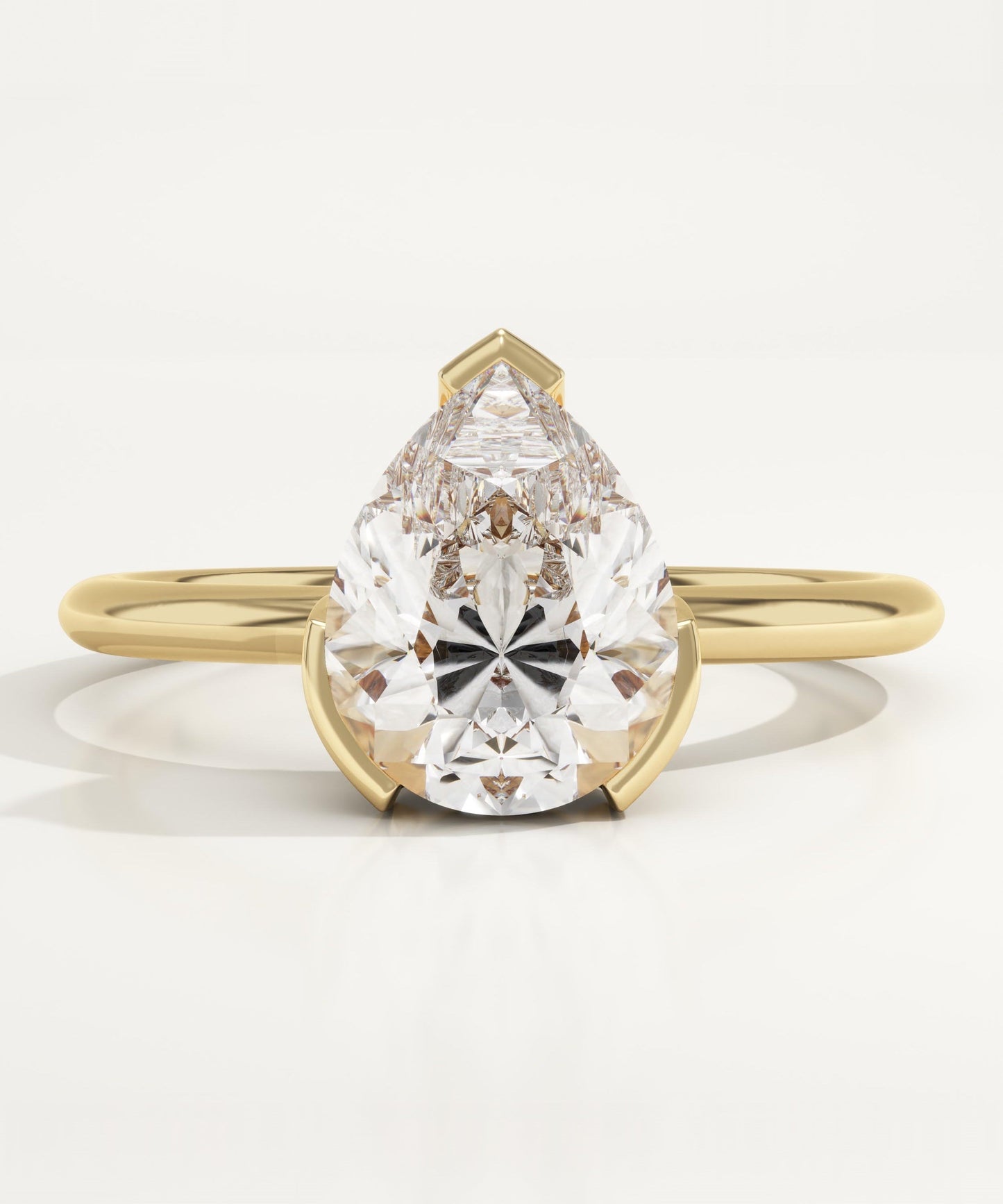 1.5 CT Pear Cut Solitaire Half Bezel Moissanite Engagement Ring