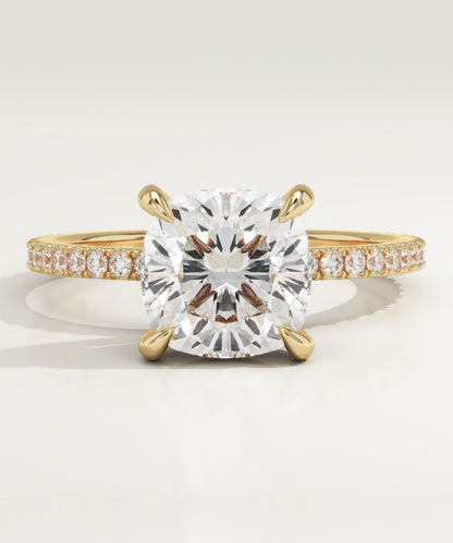 Cushion Cut Pave Lab-Grown Diamond Engagement Ring
