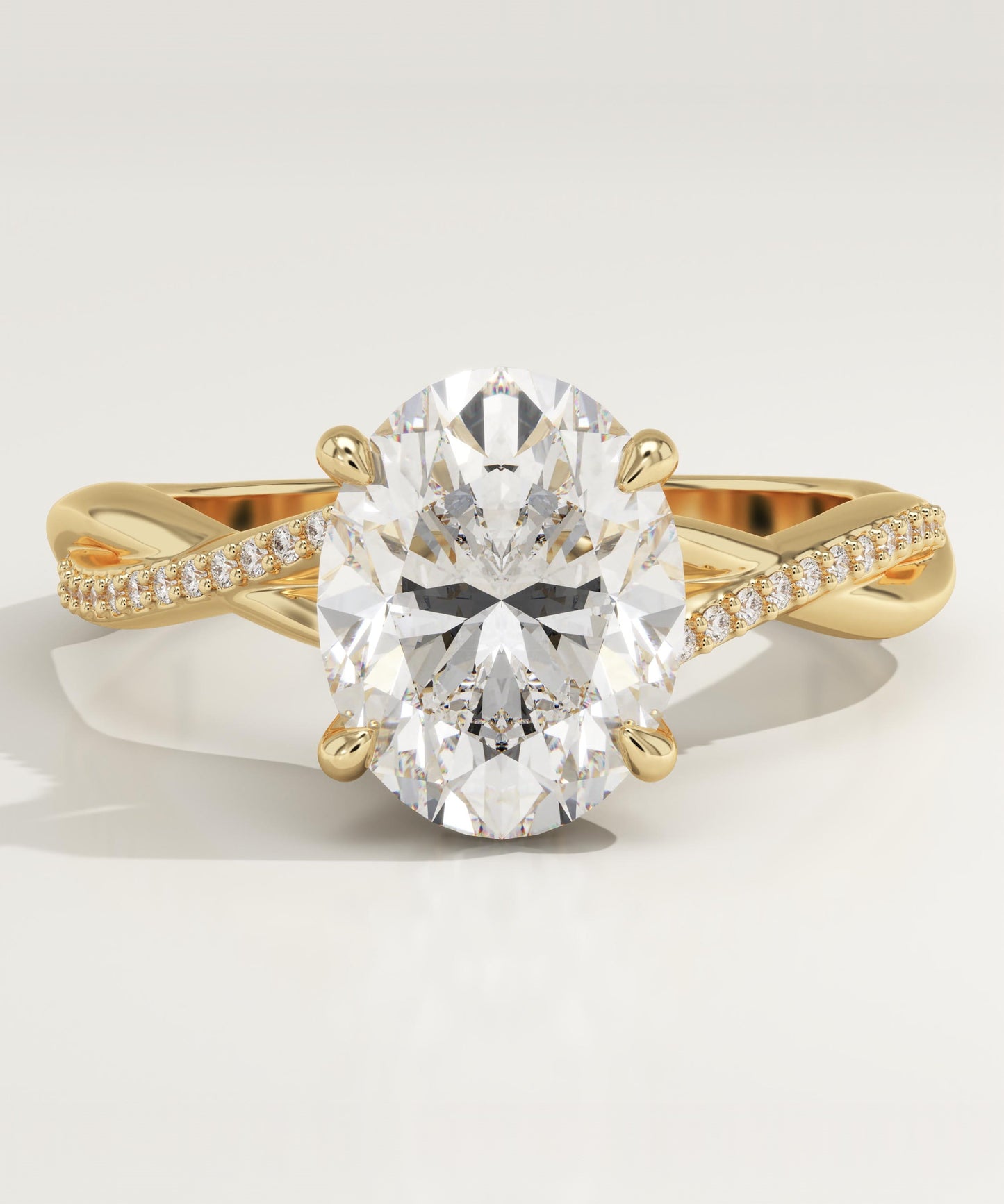 Oval Cut Twisted Pave Lab-Grown Diamond Engagement Ring