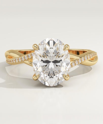 Oval Cut Twisted Pave Lab-Grown Diamond Engagement Ring